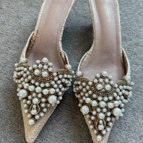 Mimis edi Shoes - Elegant Pearl Embellished Women's Heels